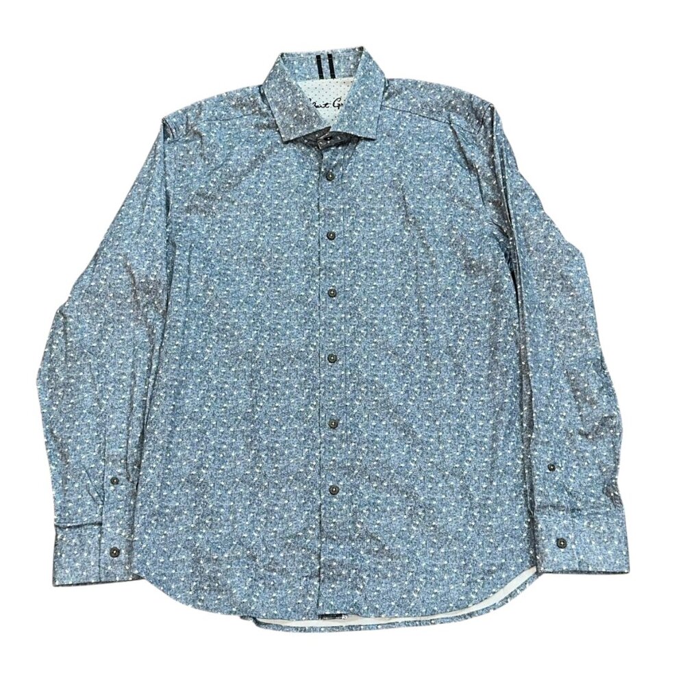 Robert Graham Tailored Fit Long Sleeve Button Up Collar Dress Shirt Large‎